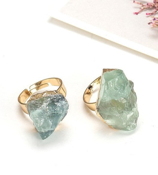 Natural Crystal Plating Rough Stone Ring - Kaldas Online Shopping