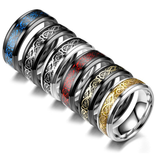 Dragon Pattern Men's Stainless Steel Ring - Kaldas Online Shopping