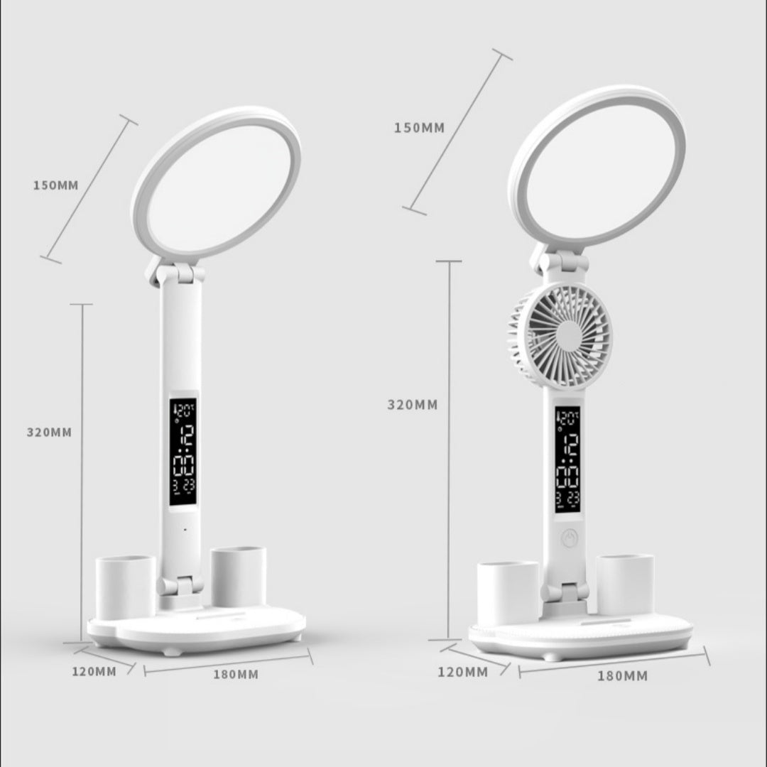 Foldable LED Desk Lamp with Dimmable LED Fan Light