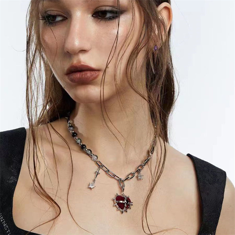 Spikes Patchwork Chain Necklace - Kaldas Online Shopping