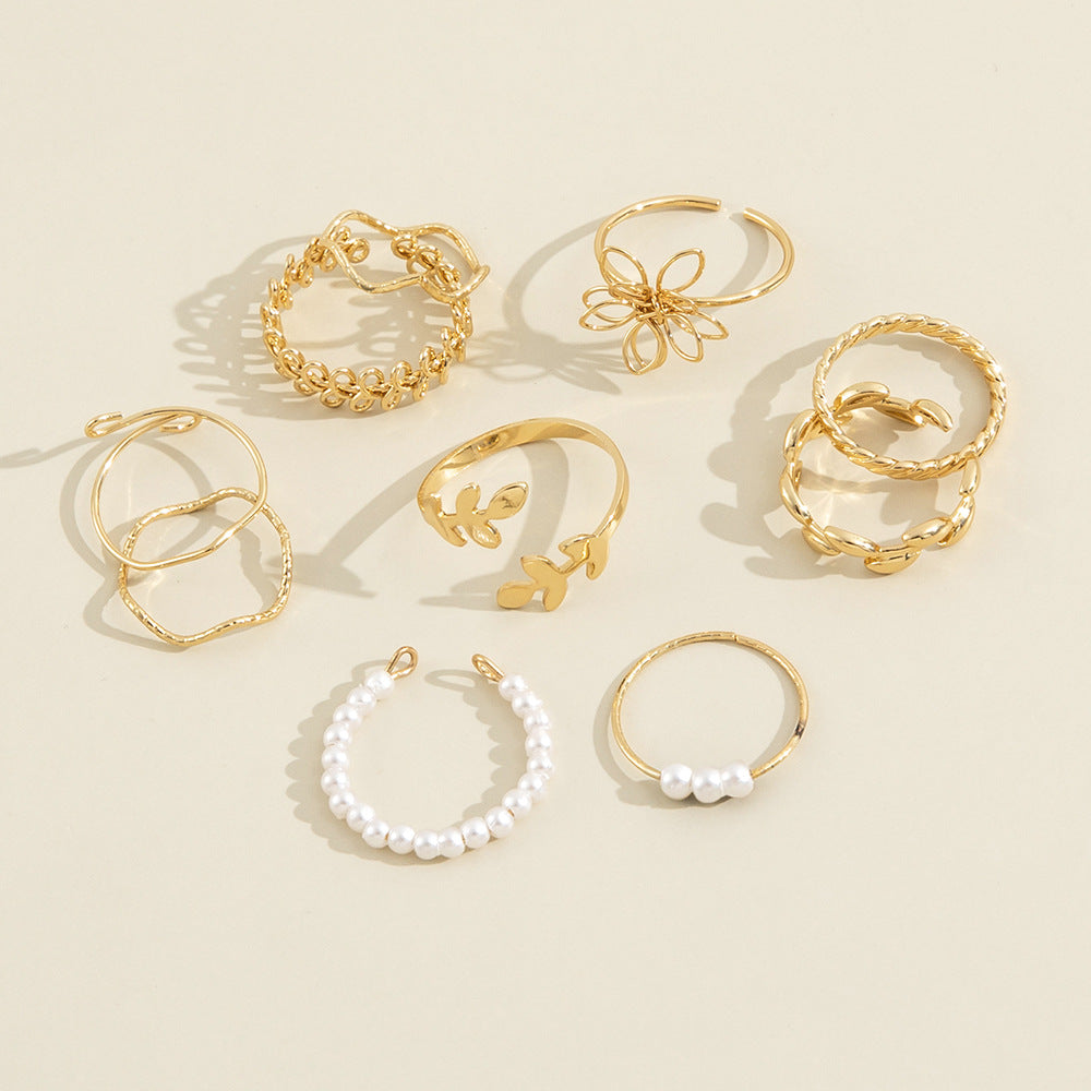 Openwork Flower Ring Set - Kaldas Online Shopping