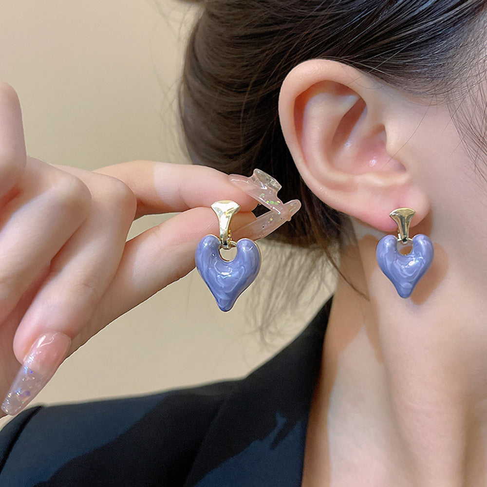 Enamel Heart Dangle Earrings