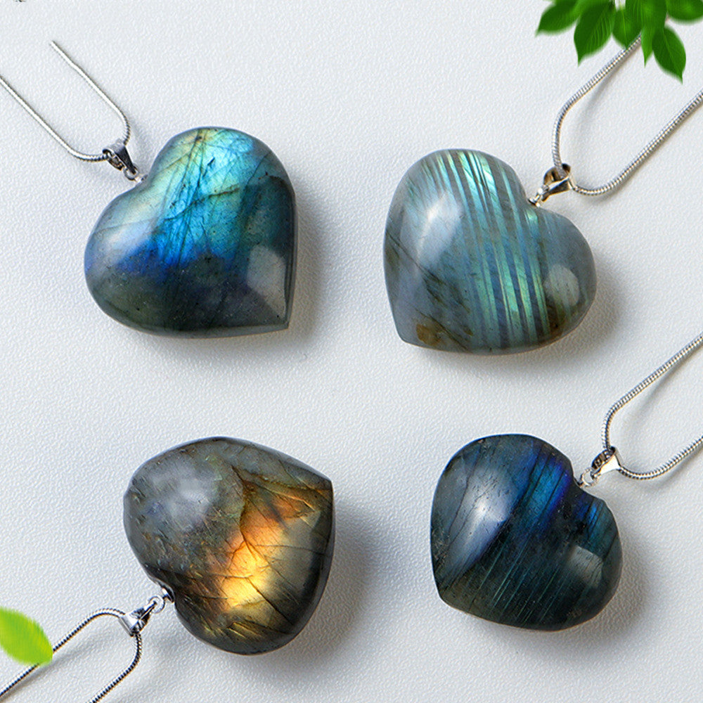 Natural Crystal Stone Heart-shaped Necklace - Kaldas Online Shopping