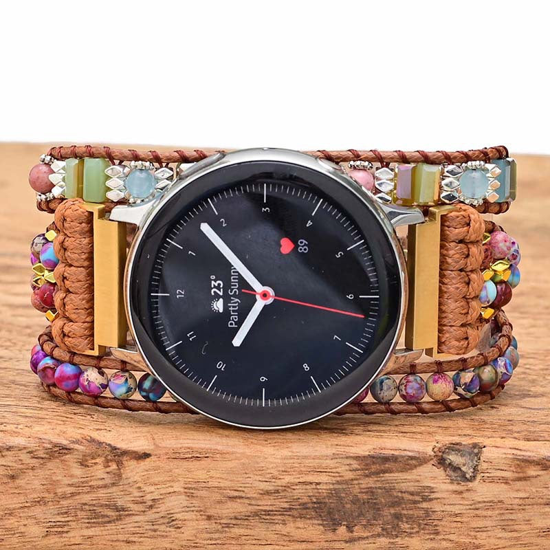 Boho Wrapped Stone Bead Woven Watch Band