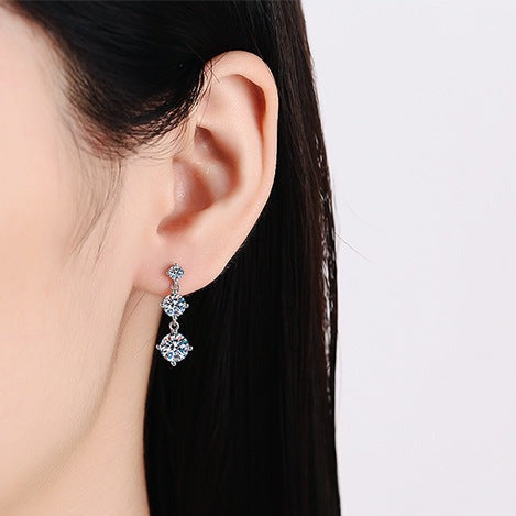 S925 Sterling Silver Moissanite Tassel Earrings