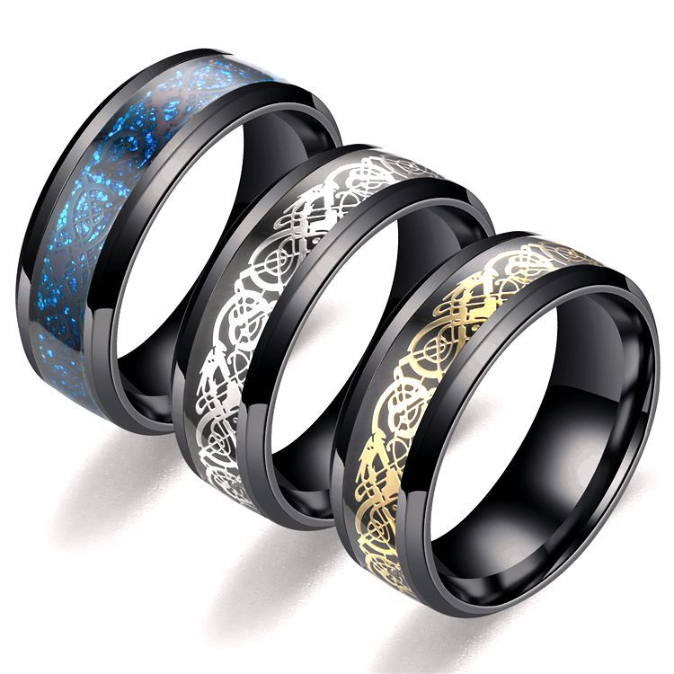 Dragon Pattern Men's Stainless Steel Ring - Kaldas Online Shopping