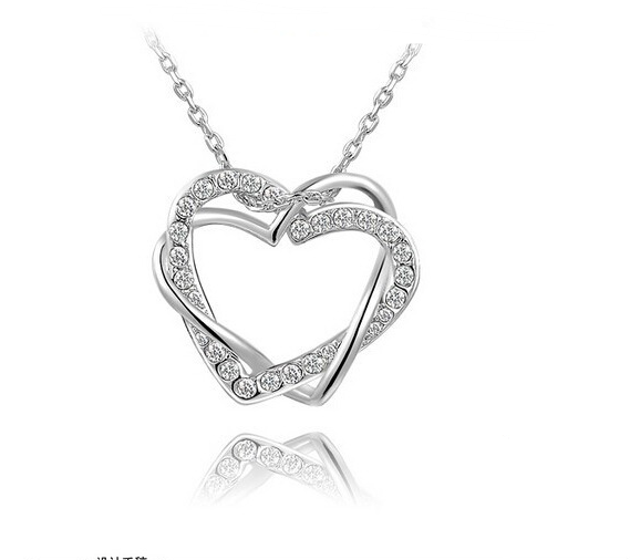 Double Diamond Heart Necklace Earring Set - Kaldas Online Shopping