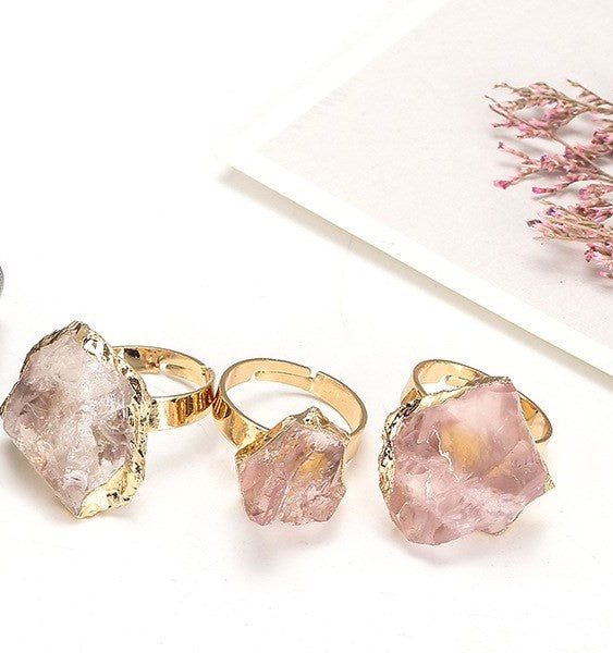 Natural Crystal Plating Rough Stone Ring - Kaldas Online Shopping