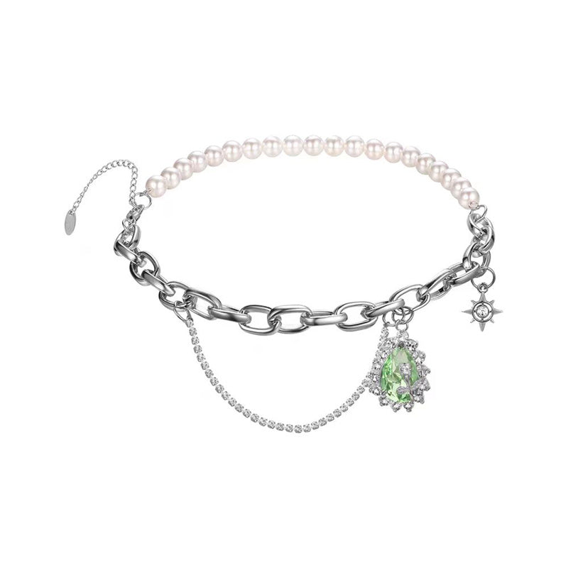 Rhinestone Pearl Necklace - Kaldas Online Shopping