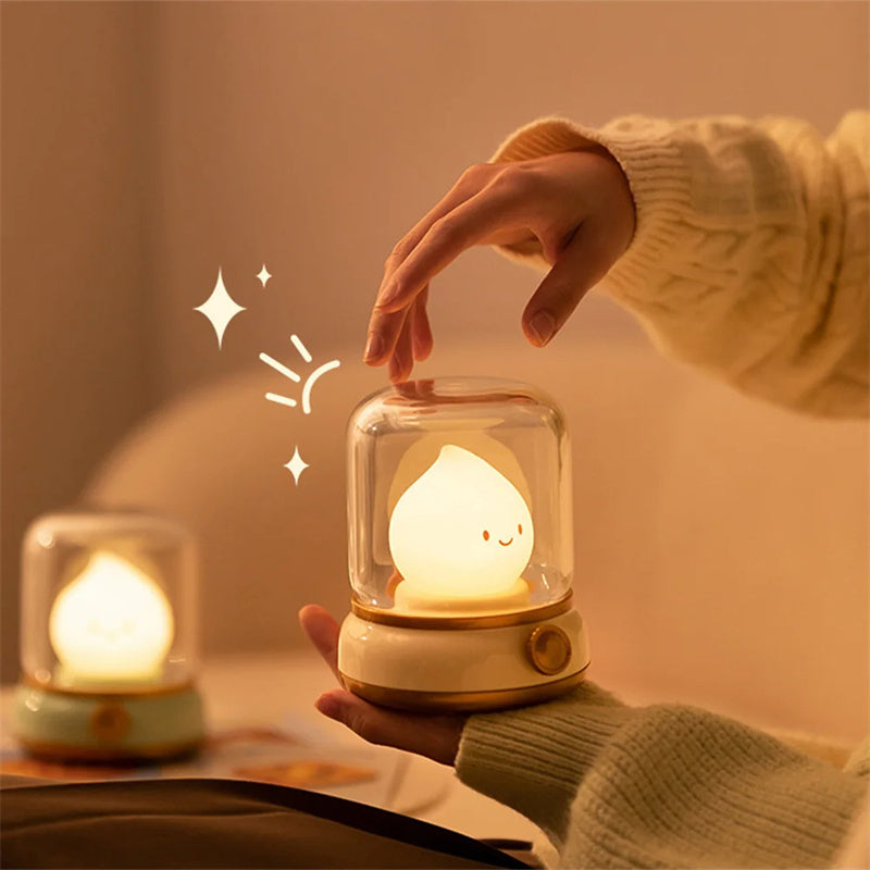 Retro Mini LED Night Lamp: USB Rechargeable Cartoon Table Lamp for Home & Decor