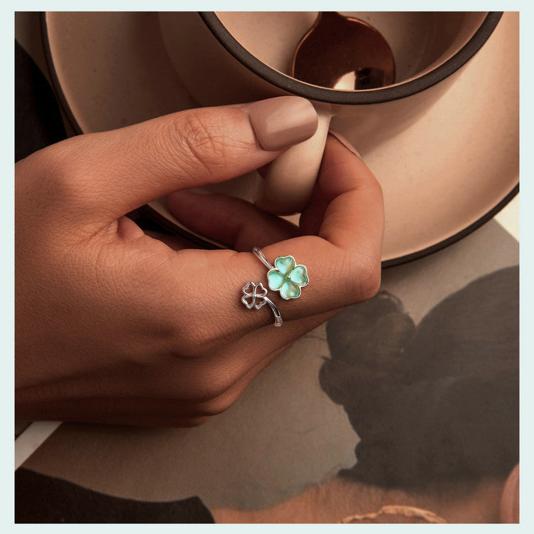 Lucky Four-Leaf Clover Ring Sterling Silver