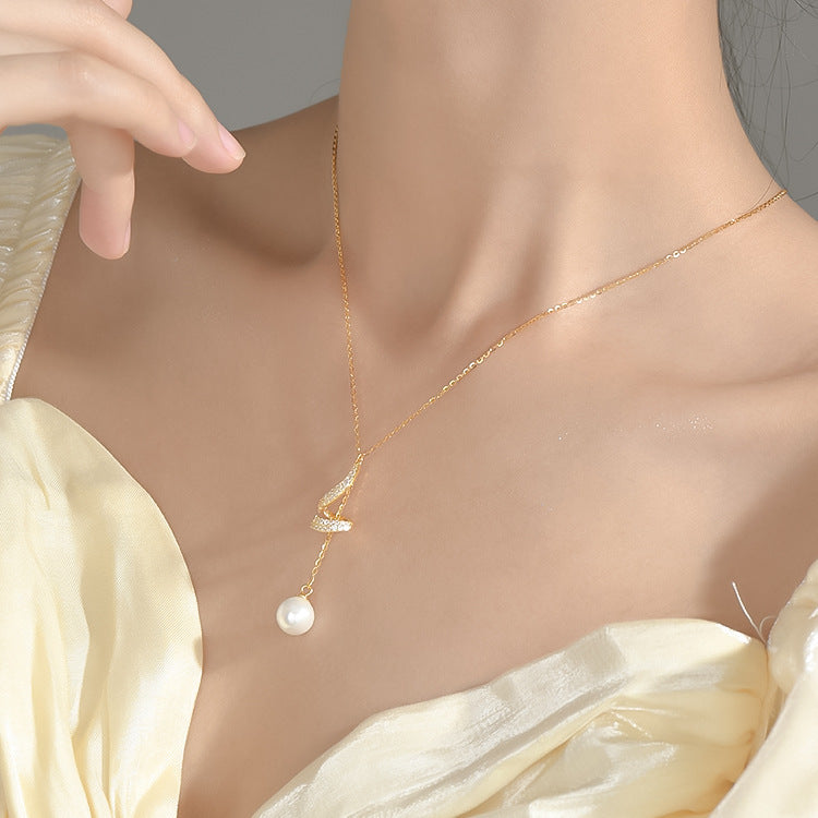 925 Sterling Silver Pearl Tassel Necklace