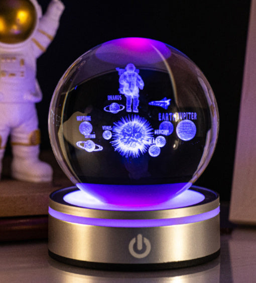 3D Inner Carving Luminous Crystal Ball Night Lamp