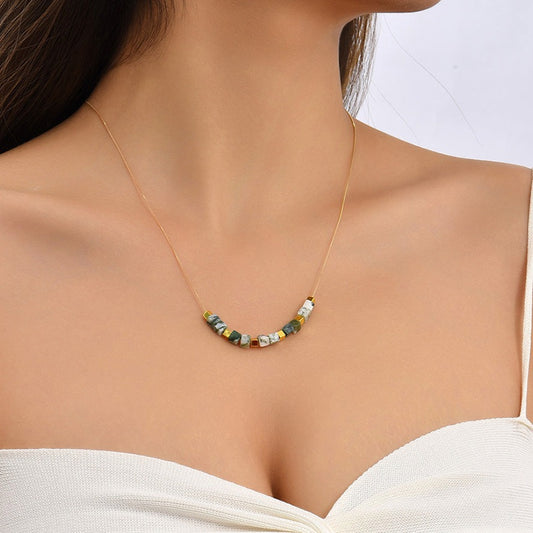 Squares Natural Stone Necklace - Kaldas Online Shopping