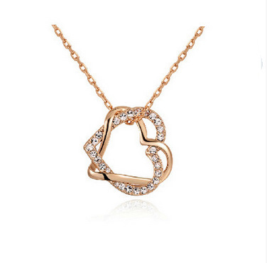 Double Diamond Heart Necklace Earring Set - Kaldas Online Shopping