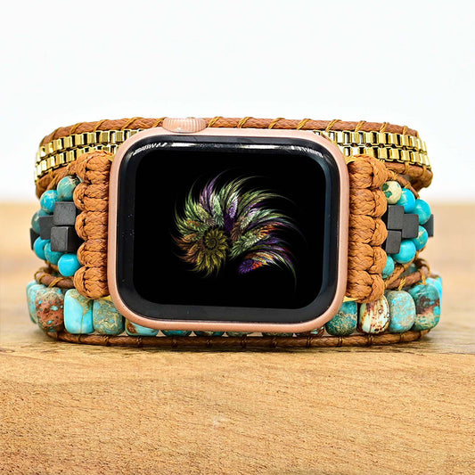 Large Turquoise Bead Boho Watch Band
