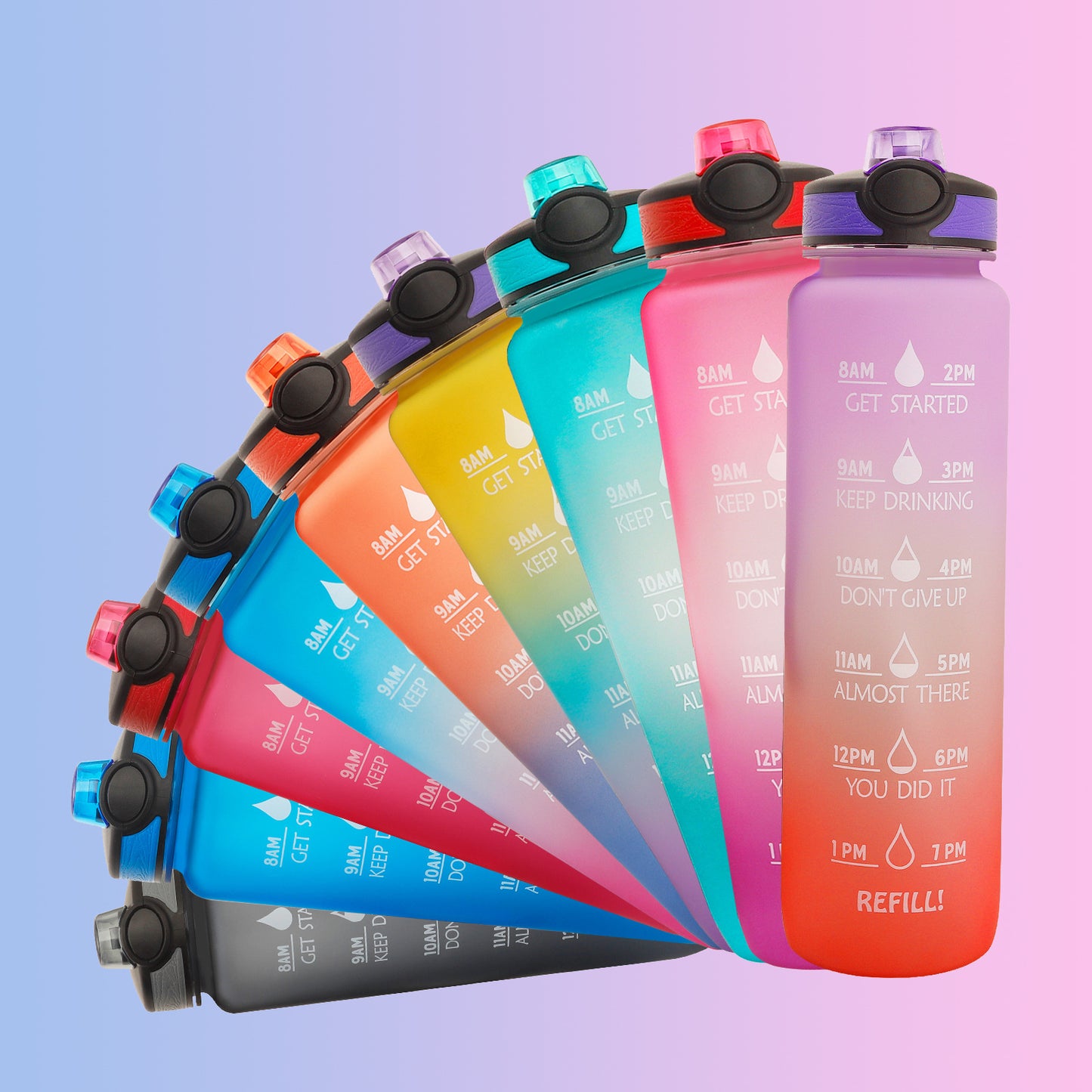 1L Tritan Water Bottle with Time Marker and Bounce Cover: Leakproof Sports Fitness Companion