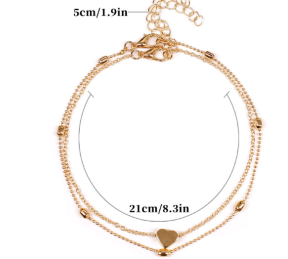 Double-layered heart-shaped anklet - Kaldas Online Shopping