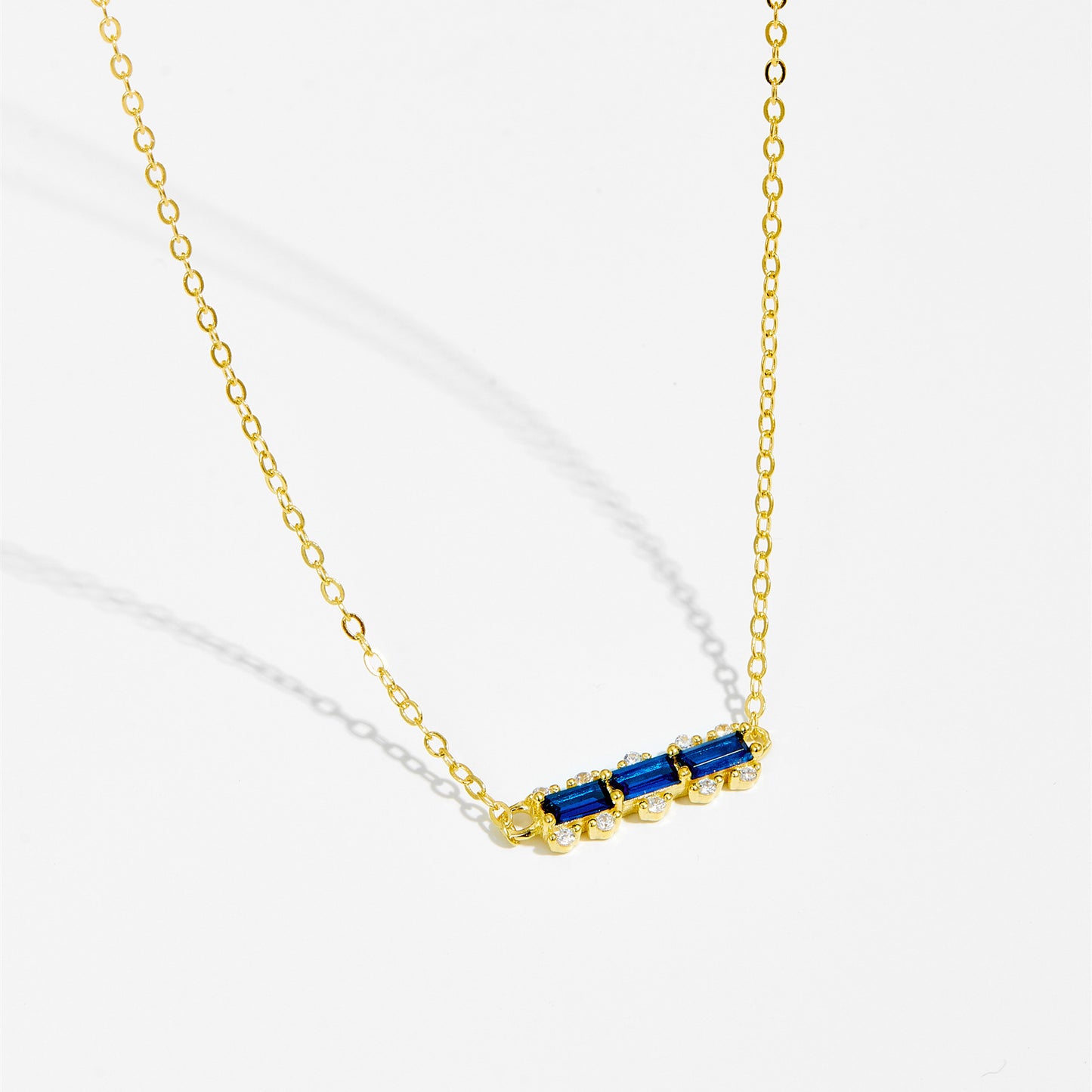 S925 Silver Colored Gem Necklace