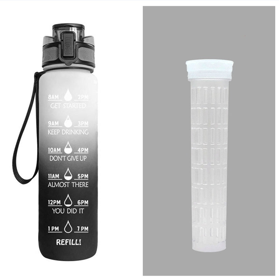 1L Tritan Water Bottle with Time Marker and Bounce Cover: Leakproof Sports Fitness Companion