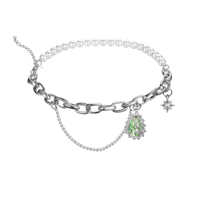 Rhinestone Pearl Necklace - Kaldas Online Shopping