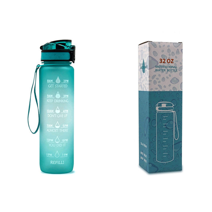 1L Tritan Water Bottle with Time Marker and Bounce Cover: Leakproof Sports Fitness Companion