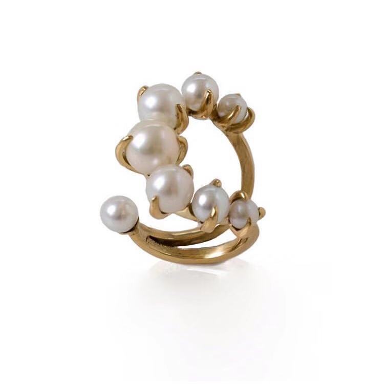 Gradient Crescent Pearl Ring - Kaldas Online Shopping