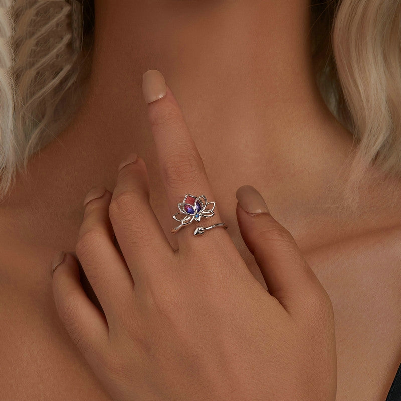 S925 Sterling Silver Lotus Ring