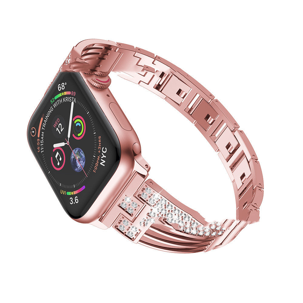 Stainless Steel Rhinestone Watch Band