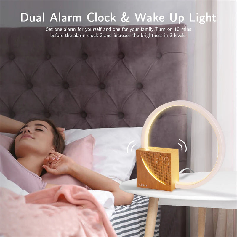 Touch Bedside Lamp with Alarm Clock, Natural Sounds, and Touch Control
