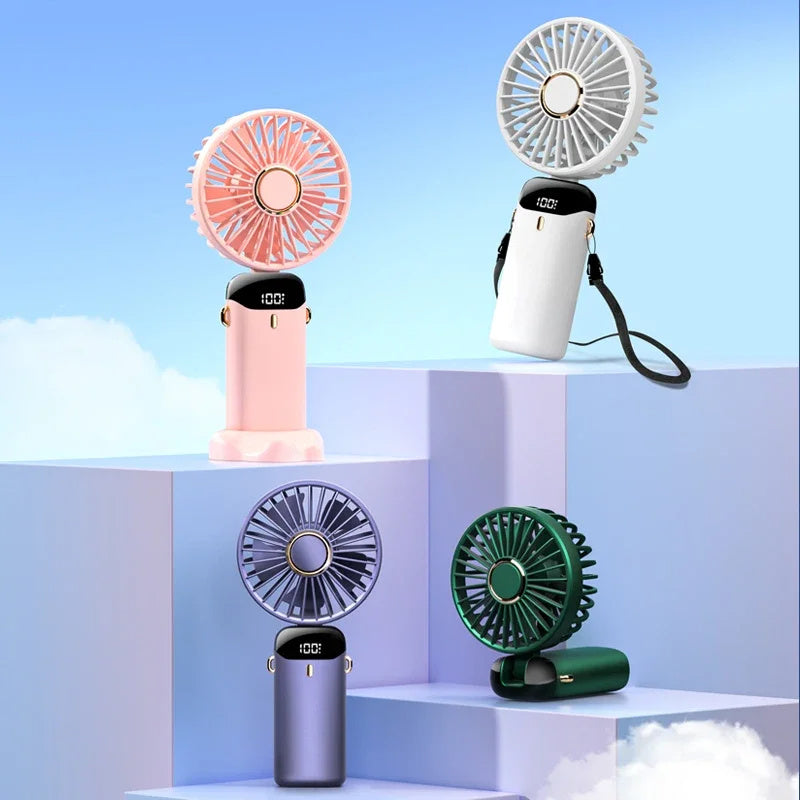 USB Rechargeable Foldable Handheld Fan with 5 Speeds
