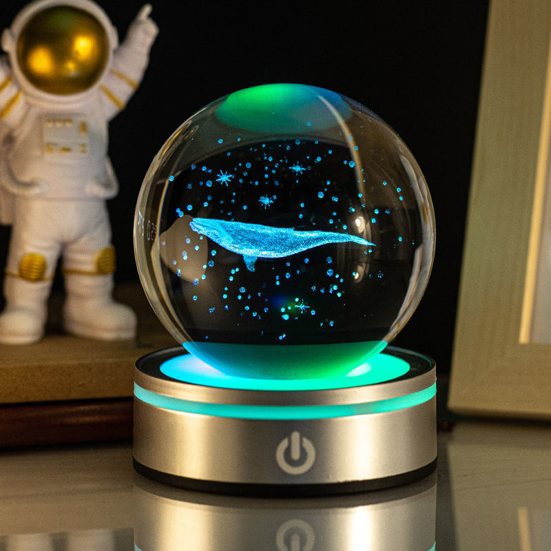 3D Inner Carving Luminous Crystal Ball Night Lamp