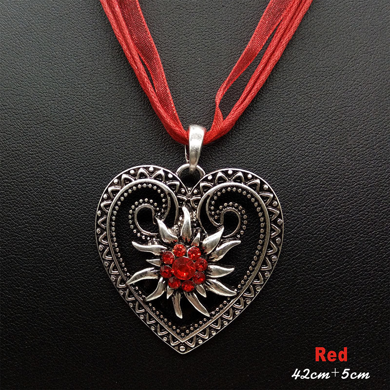 Heart Edelweiss Flowers Necklace - Kaldas Online Shopping