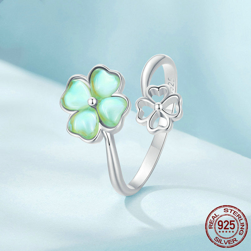 Lucky Four-Leaf Clover Ring Sterling Silver