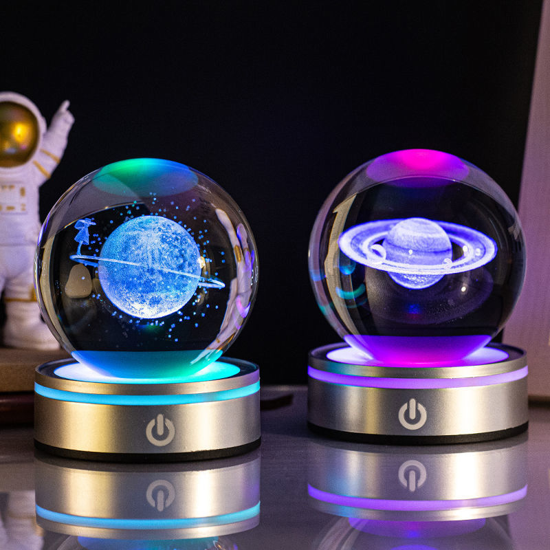 3D Inner Carving Luminous Crystal Ball Night Lamp