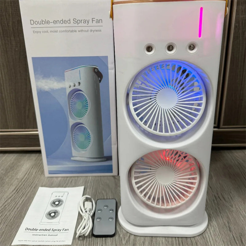 Double-Ended Portable Spray Fan & Humidifier: Compact Air Cooler & Conditioner