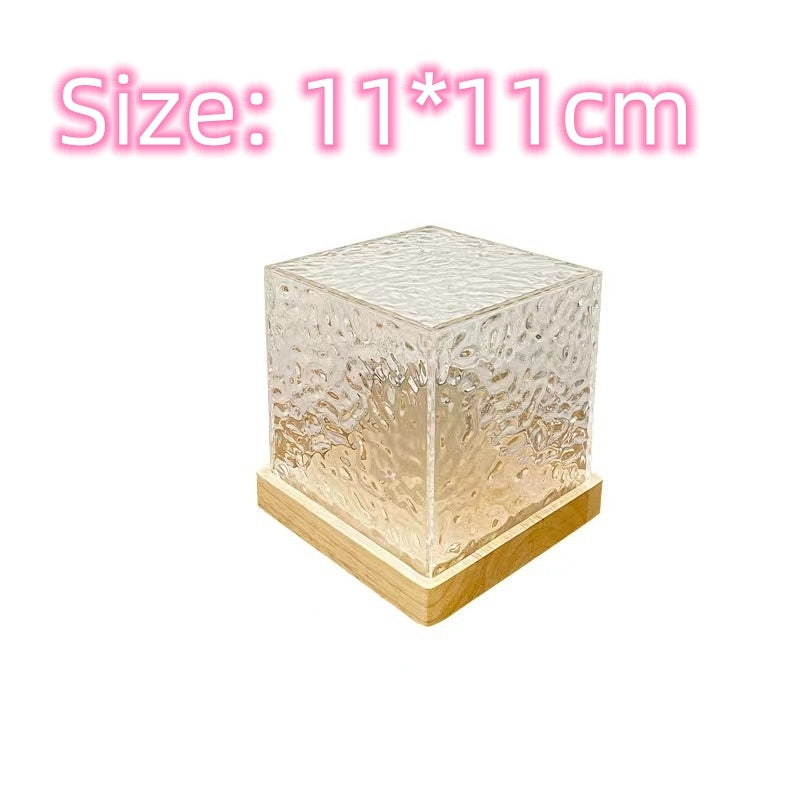 16-Color LED Water Ripple Crystal Table Lamp: USB Rotating Projection & RGB Dimmable Night Light