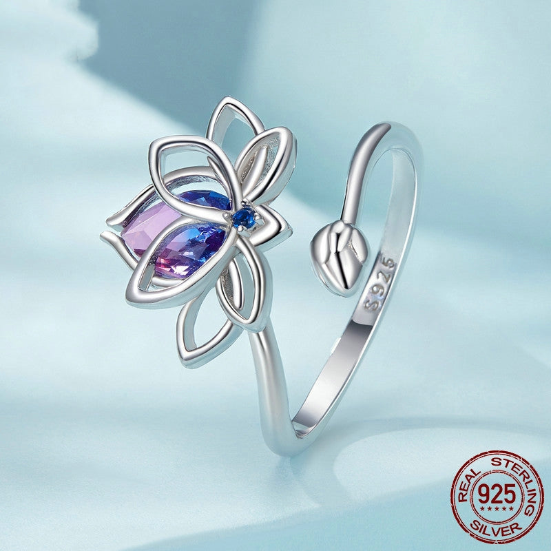 S925 Sterling Silver Lotus Ring