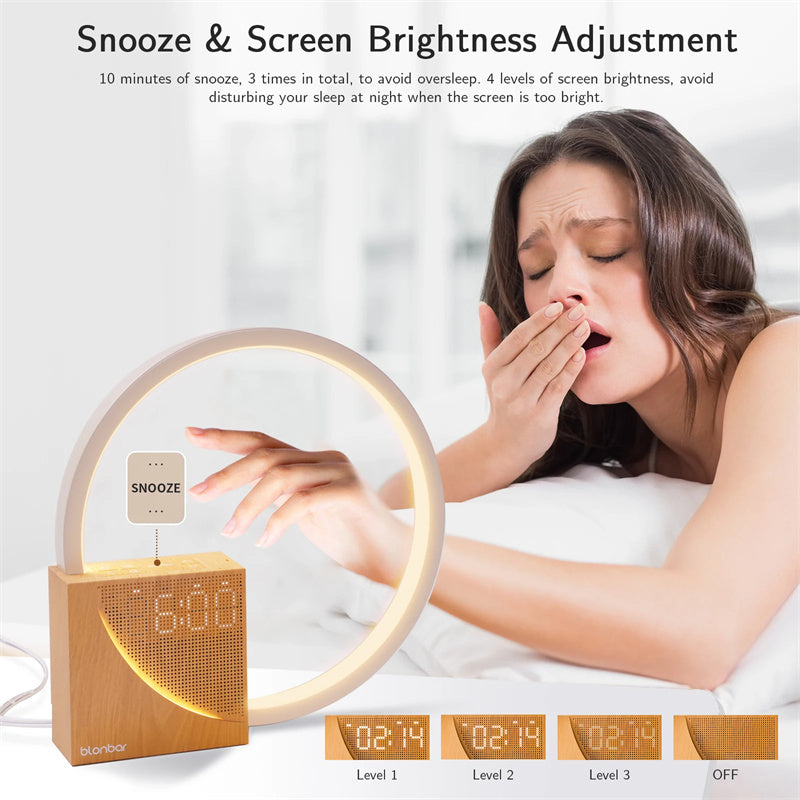 Touch Bedside Lamp with Alarm Clock, Natural Sounds, and Touch Control