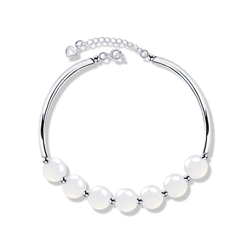 925 Sterling Silver Natural Crystal Masonite Bracelet