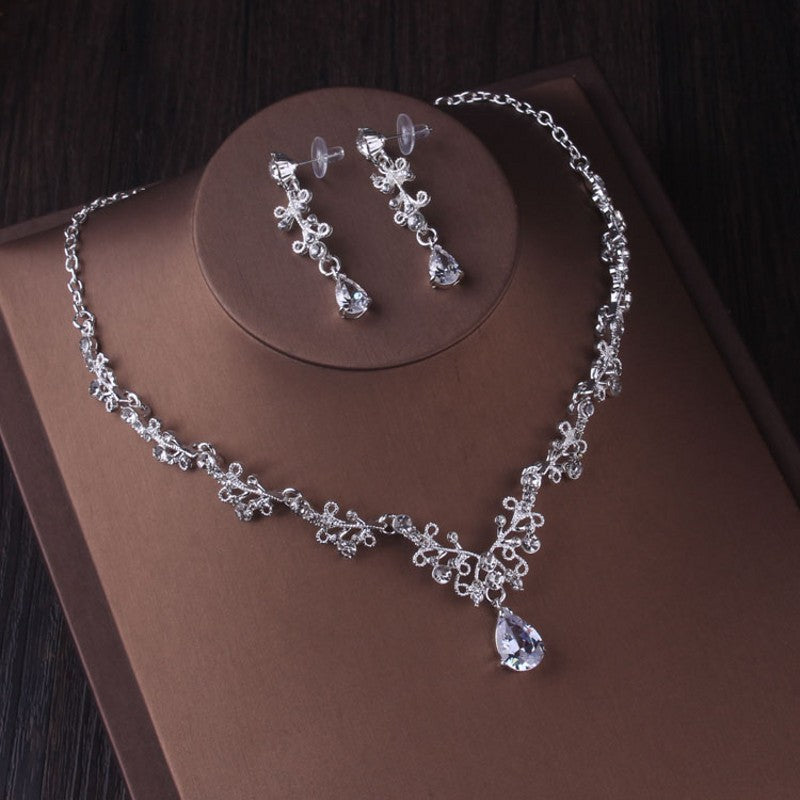 Silver Crystal Drop Bridal Jewelry Set - Kaldas Online Shopping