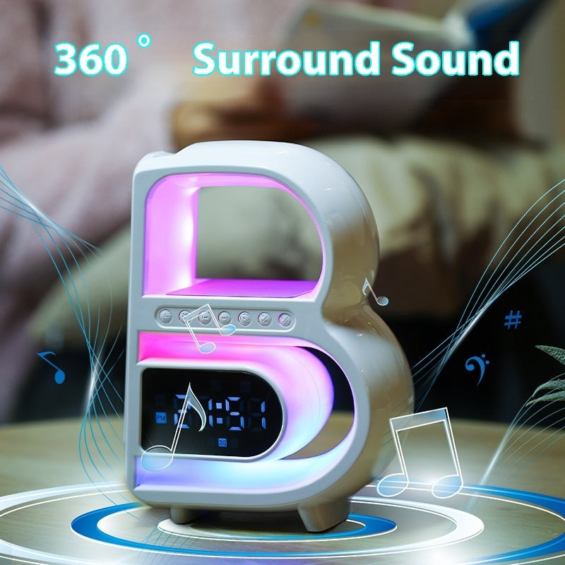 B-Shaped Bluetooth Speaker with Wireless Charger and Rhythm Lighting