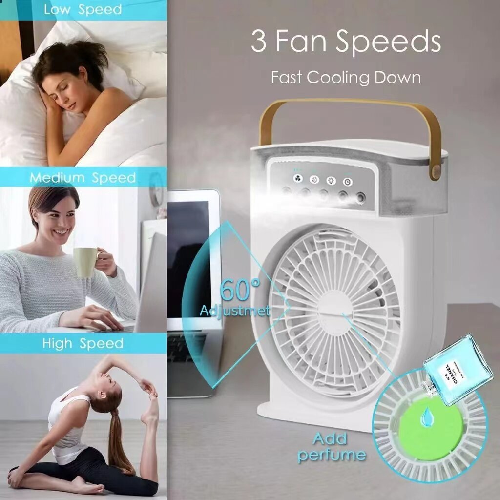 Portable USB Air Cooler with Sprays, Colorful Light, and Humidifier