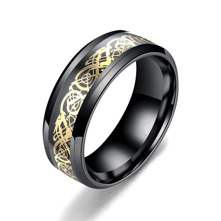 Dragon Pattern Men's Stainless Steel Ring - Kaldas Online Shopping