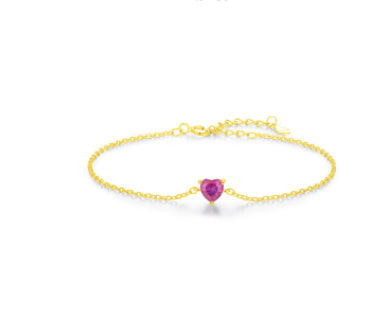 S925 Sterling Silver Love Ruby Bracelet
