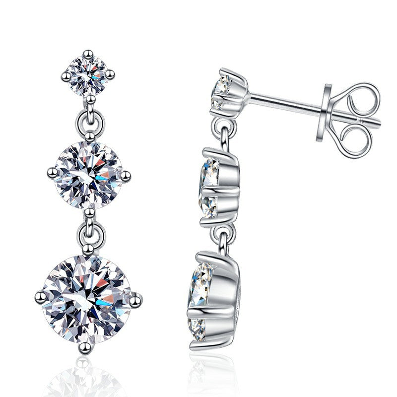 S925 Sterling Silver Moissanite Tassel Earrings