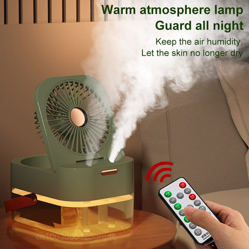 Portable Mist Fan: USB-Powered Air Cooler & Humidifier with Night Light