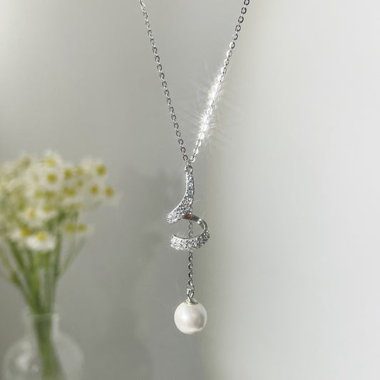 925 Sterling Silver Pearl Tassel Necklace
