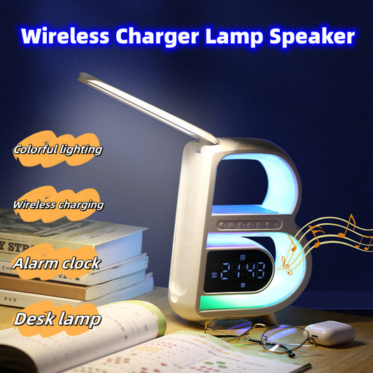 B-Shaped Bluetooth Speaker with Wireless Charger and Rhythm Lighting