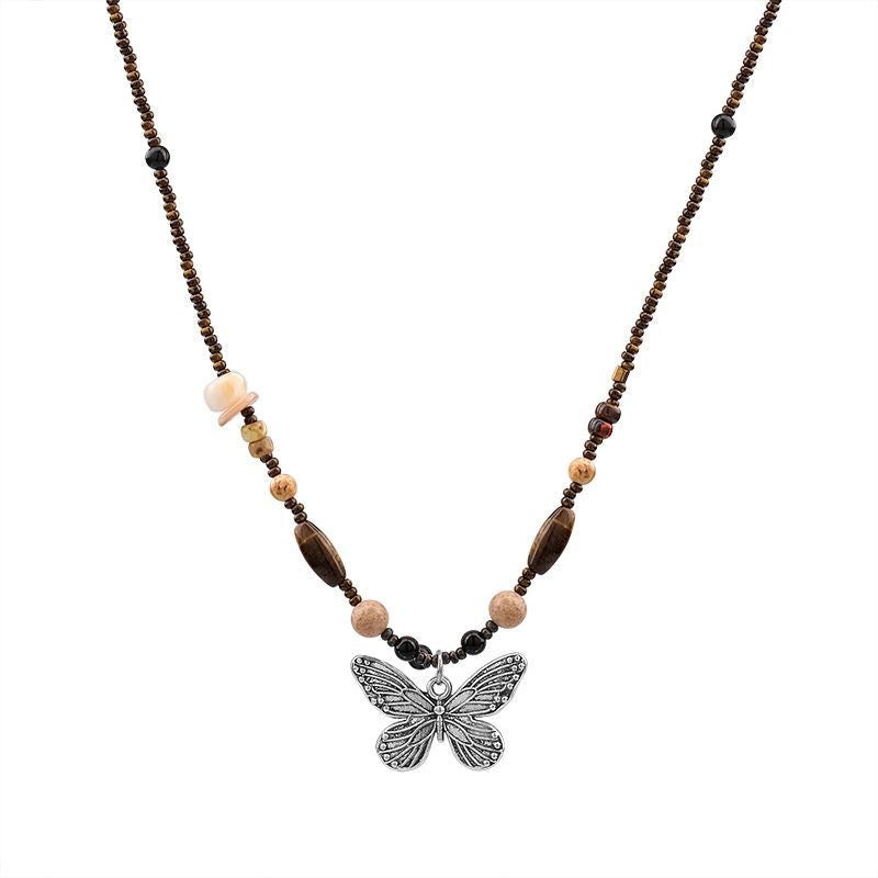 Vintage Beaded Butterfly Necklace
